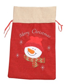 Fashion Snowman Christmas Burlap Candy Bag