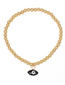 Fashion Black Copper Beaded Eye Bracelet Real Gold Plated