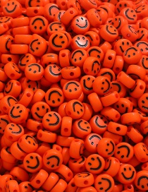 Fashion Orange Acrylic Flat Beads 100 Smiley Beads