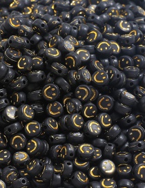 Fashion Black Acrylic Flat Beads 100 Smiley Beads