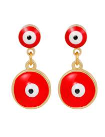 Fashion Red Copper Drop Oil Round Eye Stud Earrings