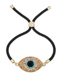 Fashion Black Copper Inlaid Zirconium Eyes Braided Bracelet