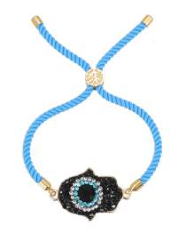 Fashion Blue Copper Inlaid Zirconium Palm Eyes Braided Bracelet