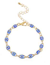 Fashion Blue Copper Inlaid Zircon Oil Drip Eye Bracelet