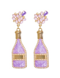 Fashion Purple Alloy Diamond Droplets Drill Bottle Earrings