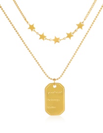 Fashion Gold Color Titanium Steel Five Pentagon Double Necklace