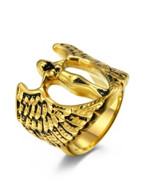 Fashion Gold Color Titanium Steel Angel Wings Ring