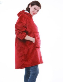Fashion Red Flannel Hooded Pullover Nightgown