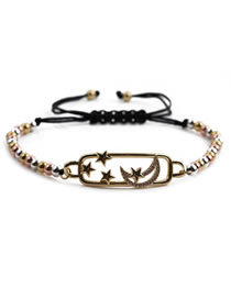 Fashion 4# Copper Plated Real Gold Color Inlaid Zirconium Star And Moon Bracelet