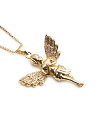 Fashion Gold Color Copper Plated Real Gold Color And Zirconium Angel Necklace