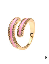 Fashion Pink Micro Diamond Drop Oil Open Ring