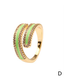 Fashion Green Micro Diamond Drop Oil Open Ring