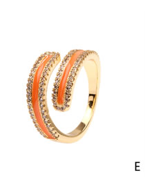 Fashion Orange Micro Diamond Drop Oil Open Ring