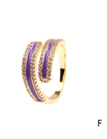 Fashion Purple Micro Diamond Drop Oil Open Ring