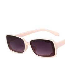 Fashion Pink Double Gray Resin Geometric Box Sunglasses