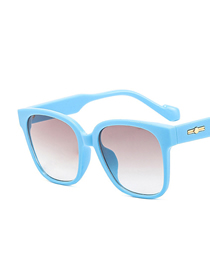 Fashion Sky-blue Gray Square Wide Leg Sunglasses