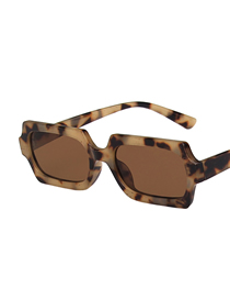 Fashion Leopard Tea Tablets Resin Small Frame Square Sunglasses