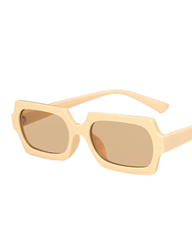 Fashion Beige Tea Tablets Resin Small Frame Square Sunglasses