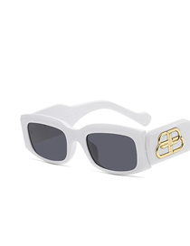 Fashion Solid White Gray Resin Square Wide Leg Sunglasses