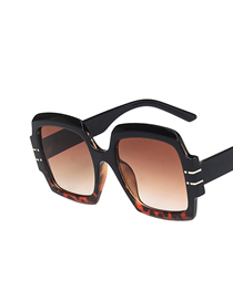 Fashion Black Leopard Pattern Square Box Sunglasses