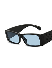 Fashion Bright Black Blue Film Resin Wide Foot Sunglasses