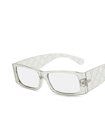Fashion Transparent Box White Water Silver Resin Wide Foot Sunglasses