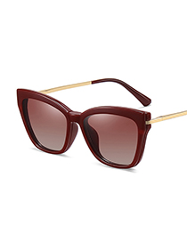 Fashion Burgundy/red To Gray Big Frame Magnetic Anti-blue Light Sunglasses