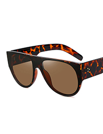 Fashion Leopard Print/whole Tea Large Frame Wide Leg Rice Stud Sunglasses