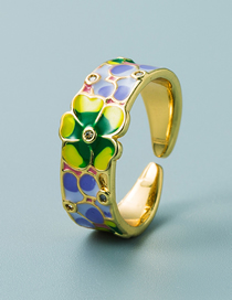 Fashion Yellow Flower Copper Gold-plated Oil Dripping Yellow Flower Open Ring