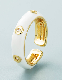 Fashion White Copper And Gold-plated Oil Drip Open Ring