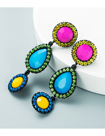 Fashion Diamond Geometric Drop-shaped Color Diamond Earrings