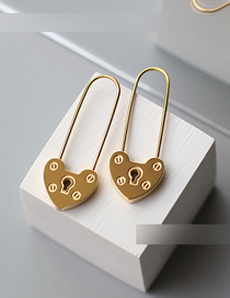 Fashion Gold Color Titanium Steel Gold-plated Color-preserving Love Lock Earrings