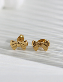 Fashion Gold Color Titanium Steel Gold-plated Bow Stud Earrings