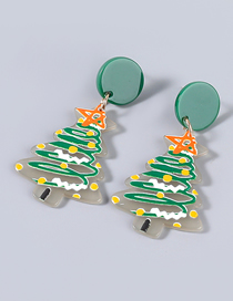 Fashion Green Christmas Alloy Christmas Tree Earrings