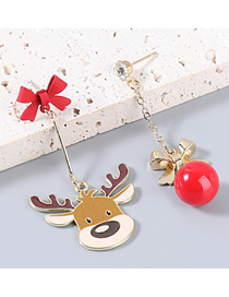 Fashion Elk Christmas Alloy Elk Asymmetric Earrings