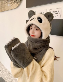 Fashion Army Plus Velvet Embroidery Panda Scarf Gloves Three-piece Set