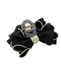 Fashion Black Fabric Bow Lattice Grabbing Clip