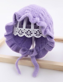 Fashion Purple Wool Knitted Lace Hat