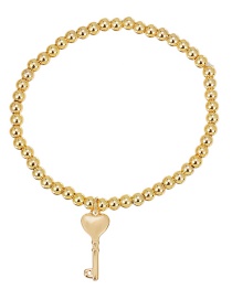 Fashion Gold Copper Beaded Key Love Bracelet