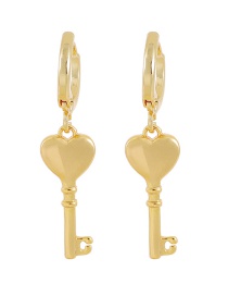 Fashion Gold Copper Key Love Stud Earrings