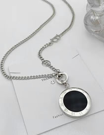 Fashion Silver Color Titanium Steel Black And White Medal Necklace