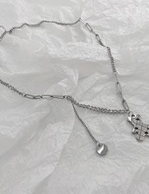 Fashion Silver Color Titanium Steel Bear Medal Necklace