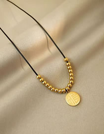 Fashion Gold Color Titanium Steel Black Rope Braided Hi Brand Necklace