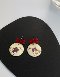 Fashion A Pair Of Kitten Earrings Alloy Bowknot Painted Geometric Stud Earrings