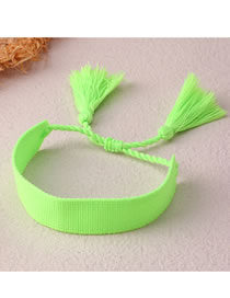Fashion Green Letter Embroidery Tassel Braided Bracelet