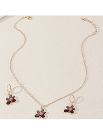 Fashion Dark Brown Alloy Dripping Flower Earring Necklace Set