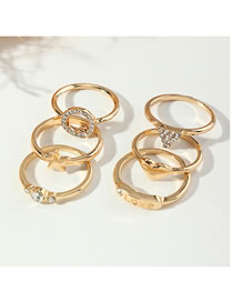 Fashion Gold Color Alloy Diamond Geometric Love Ring Set
