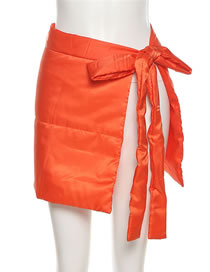 Fashion Orange Skirt W21j06260 Side Slit Lace-up Skirt