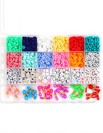 Fashion Color 24 Grid Soft Ceramic Digital Beads Diy Material Box
