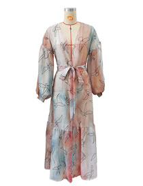 Fashion Asuka Blouse Printed Spinning Long-sleeved Blouse